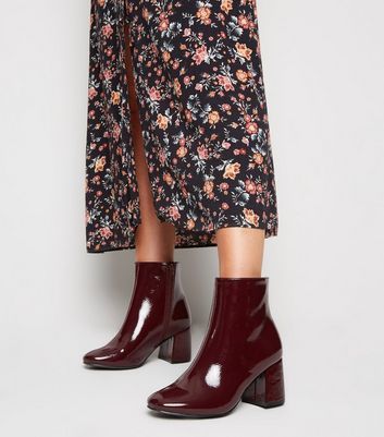 wide fit red ankle boots