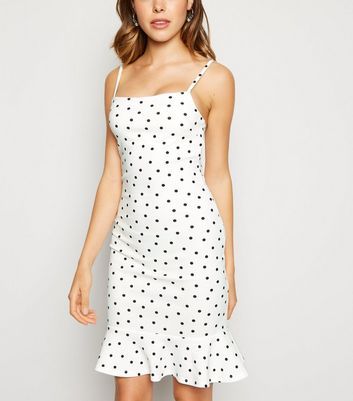 new look white polka dot dress