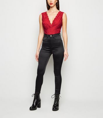 new look red lace bodysuit