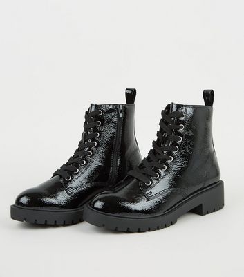 new look black patent boots