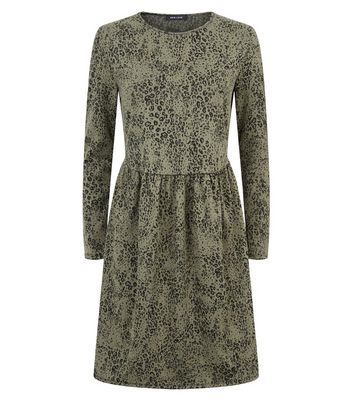 new look green leopard dress