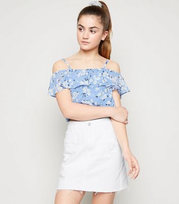 white denim skirt new look