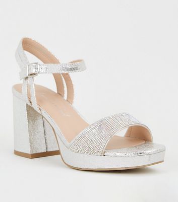 new look heels silver