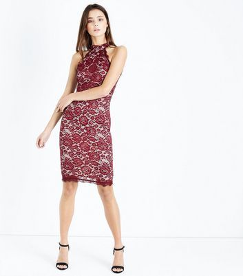 red lace dress new look