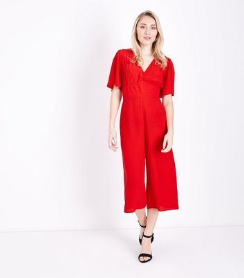 red petite jumpsuit