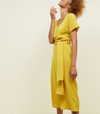 mustard jumpsuit new look