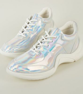 silver trainers new look