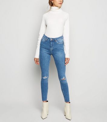 blue ripped high waist super skinny hallie jeans