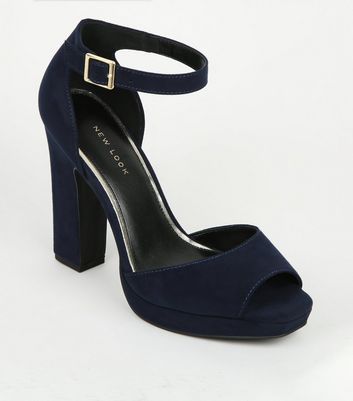 new look navy block heel