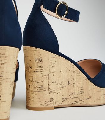 new look navy wedges