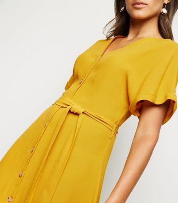 new look mustard midi dress