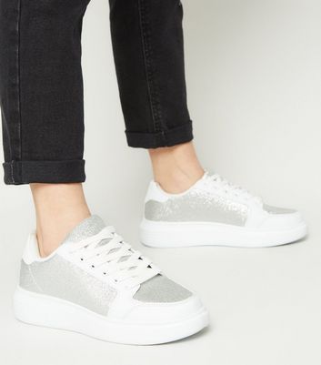 silver trainers new look
