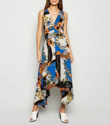 ax paris off white abstract print chiffon midi dress