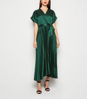 new look green satin dress