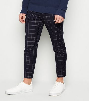 navy skinny cropped trousers