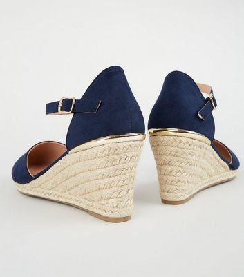 wide fit navy wedges