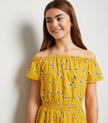 new look yellow floral jumpsuit