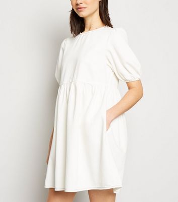 white denim dress new look