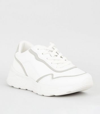 new look white leather trainers