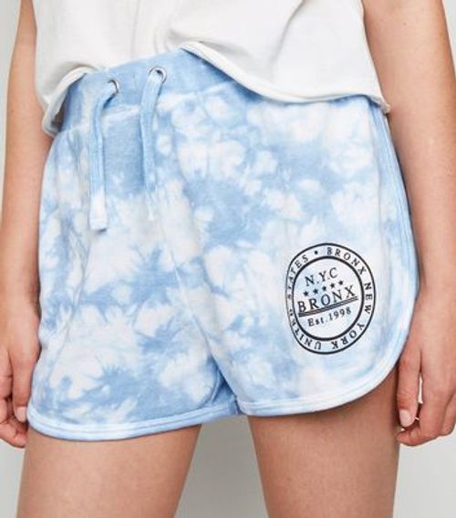 Girls Blue Tie Dye Bronx Slogan Runner Shorts New Look 9 99