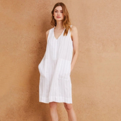 white company linen dress