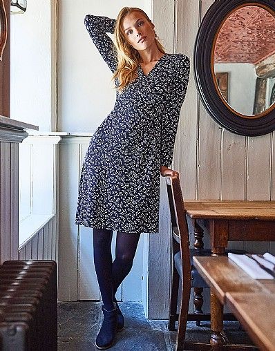 long sleeve jersey wrap dress