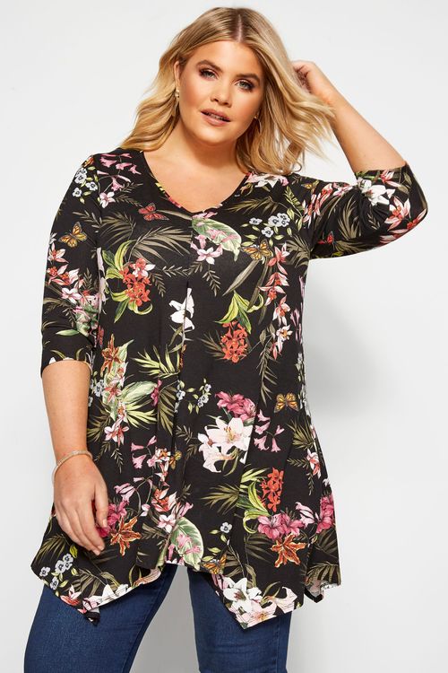 Plus Size Black Tropical...