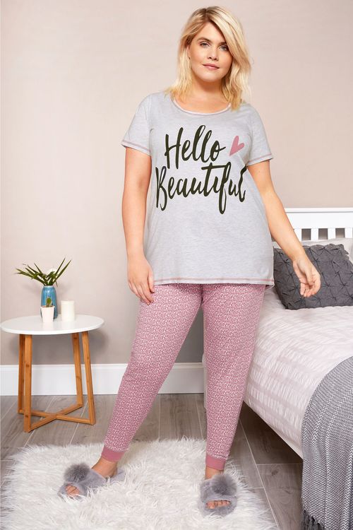 Plus Size Grey & Pink 'Hello...