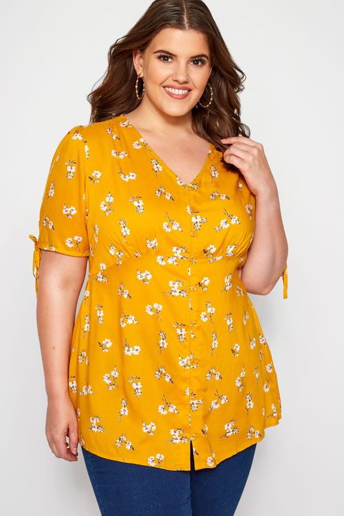 Plus Size Mustard Floral...