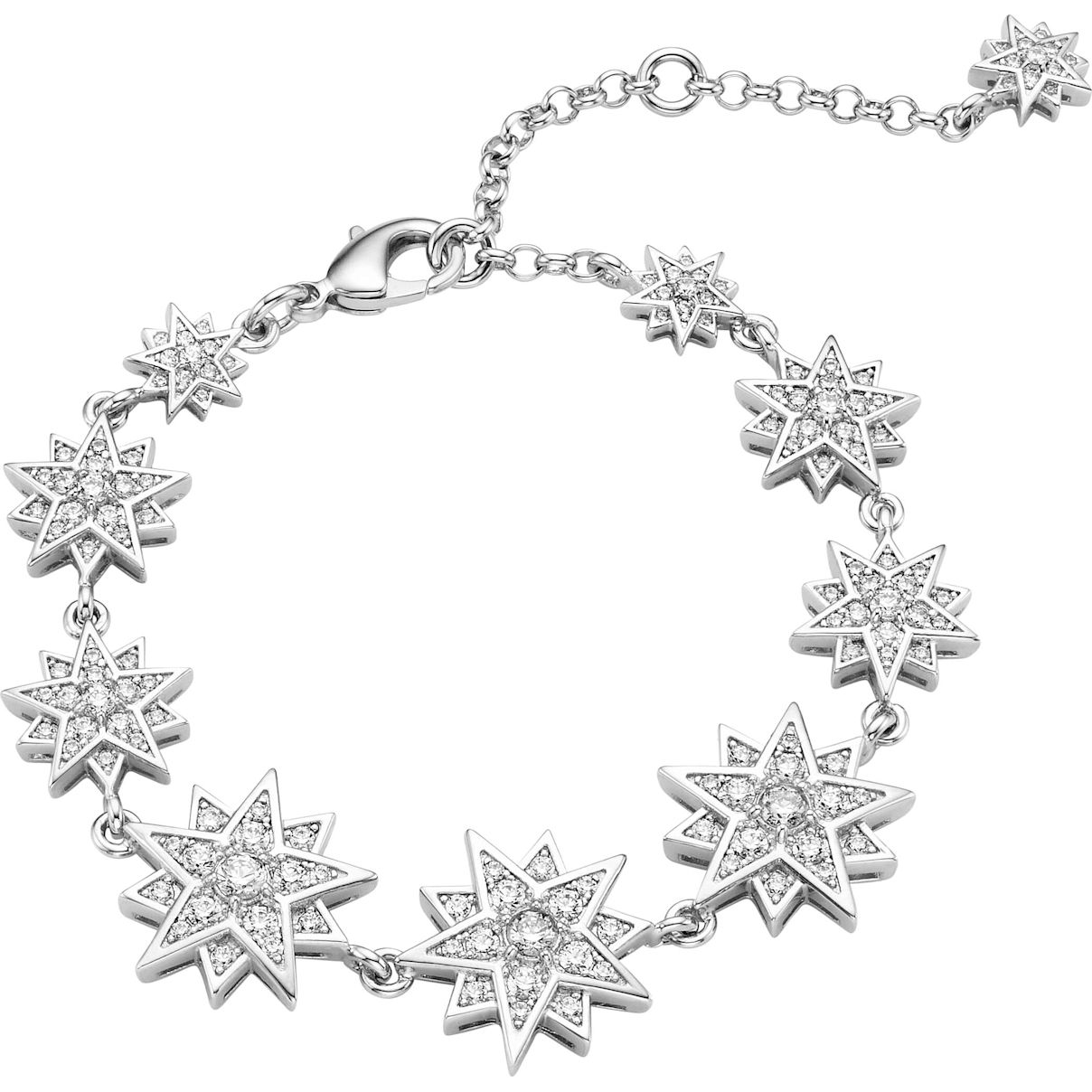 Angelic bracelet Round cut Pavé Small White Rhodium plated  Swarovski