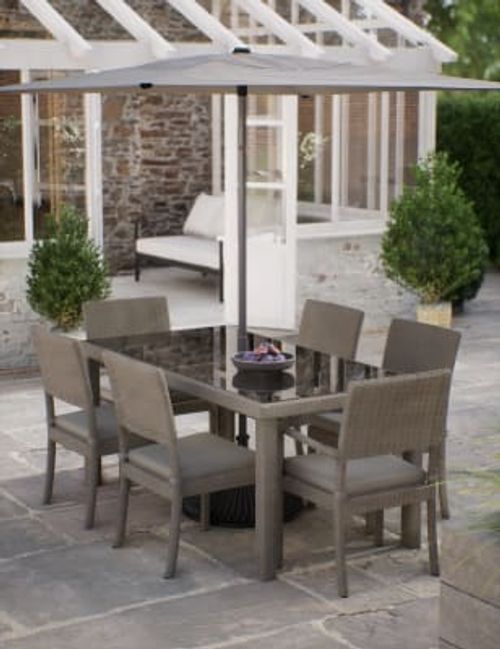 Marlow 6 Seater Rattan Effect Round Garden Table & Chairs, M&S Collection, M&S