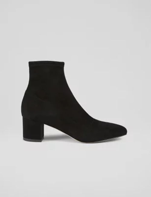 Lk Bennett Women's Suede Block Heel Ankle Boots - 7 - Black, Black