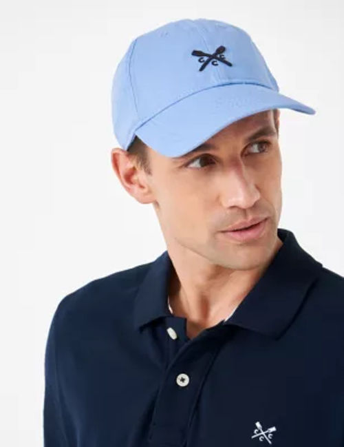 Crew Clothing Men's Pure Cotton Logo Embroidered Baseball Cap - one size - Medium Blue, Medium Blue