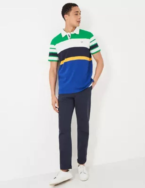 Crew Clothing Men's Pure Cotton Striped Rugby Shirt - M - Blue Mix, Blue Mix