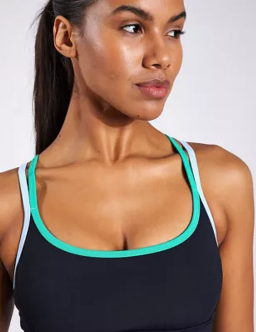 Brand Print Non-Wired Racerback Sports Bra