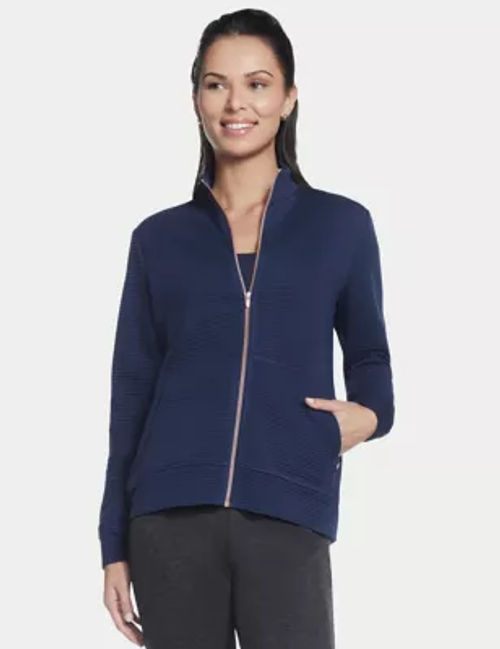 Skechers Women's The GO WALK Everywhere Zip Up Jacket - XS - Navy, Navy,Black,Pink