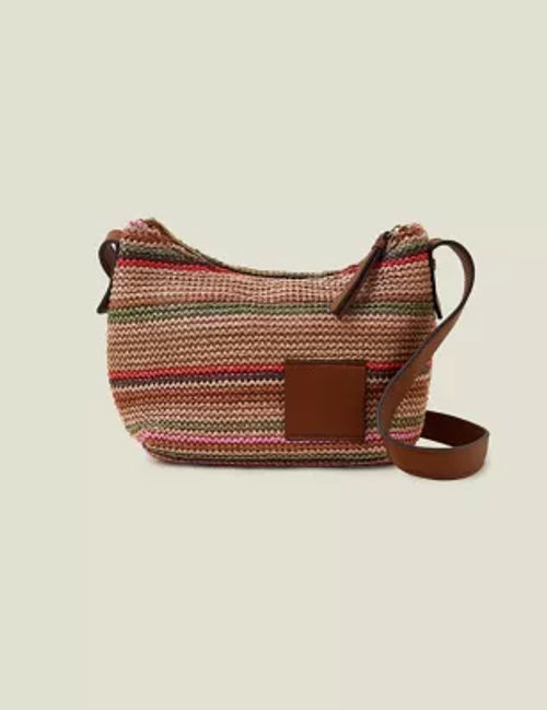 Accessorize Women's Woven Striped Cross Body Bag - Natural Mix, Natural Mix