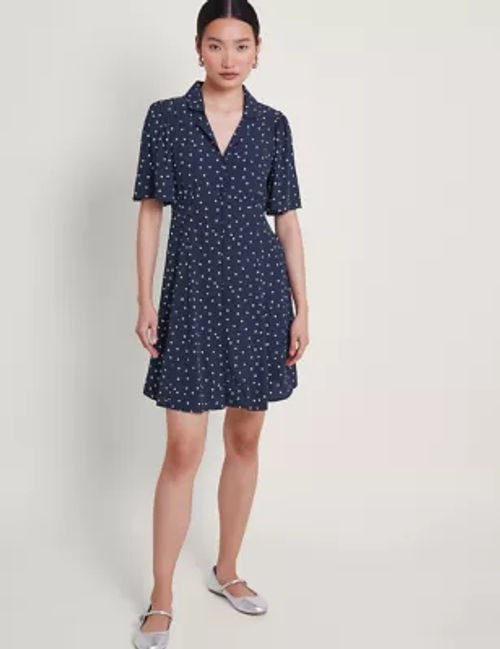 Monsoon Women's Polka Dot Mini Tea Dress - 22 - Navy Mix, Navy Mix