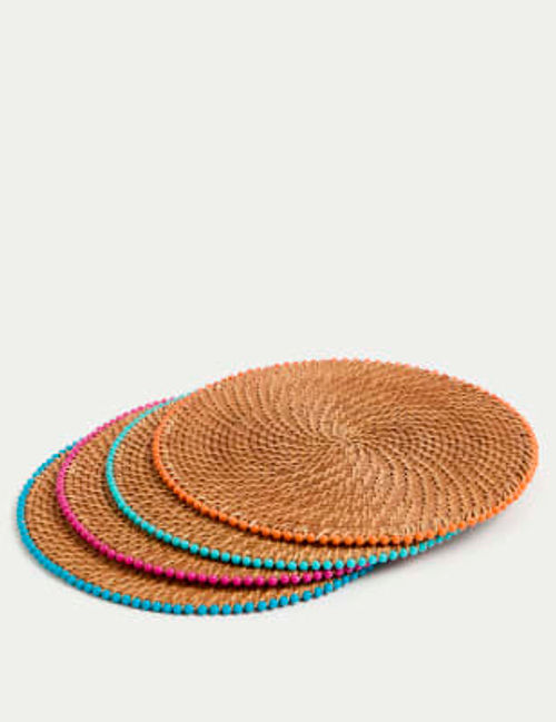 M&S Set of 4 Rattan Beaded...