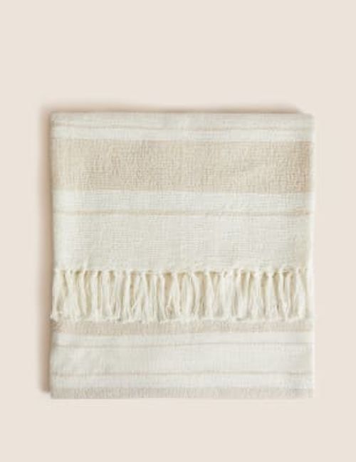 M&S Pure Cotton Striped Throw...