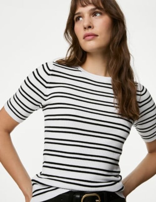 M&S Womens Striped Ribbed...