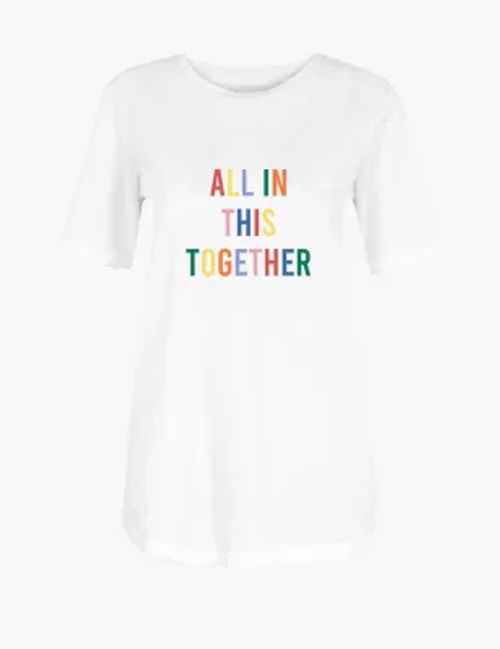 M&S Womens Women's NHS Charities Together Slogan T-Shirt - 10 - White Mix, White Mix