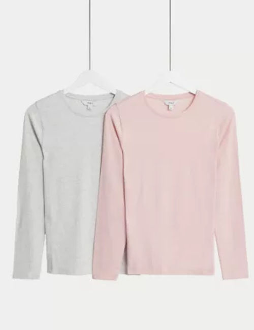 2pk Cotton Rich Slim Fit Tops, M&S Collection