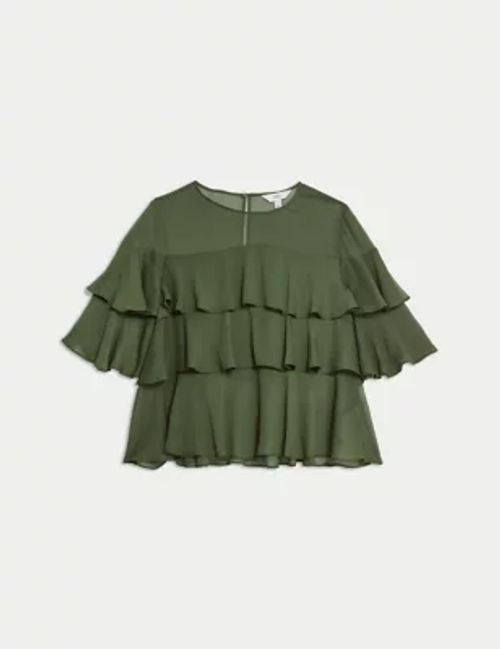 M&S Women's Round Neck Frill...