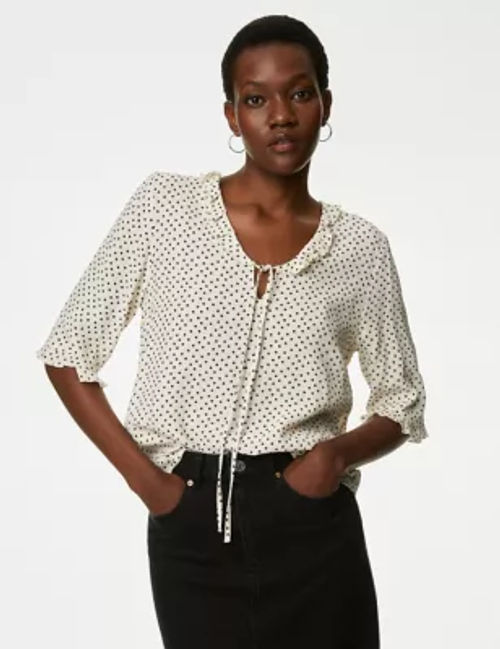 M&S Women's Polka Dot V-Neck...