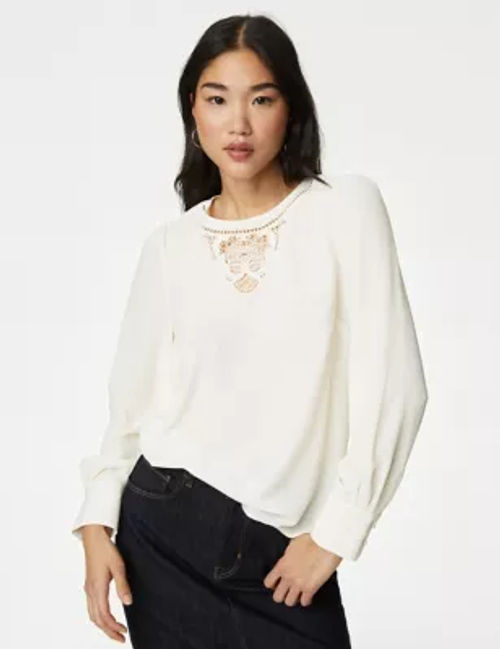 M&S Womens Embroidered Top -...