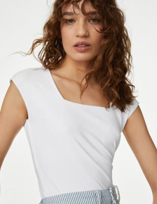 M&S Women's Jersey Super Soft Top - 20REG - White, White