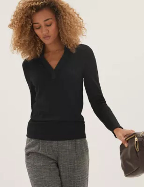 M&S Womens Ribbed Collared...