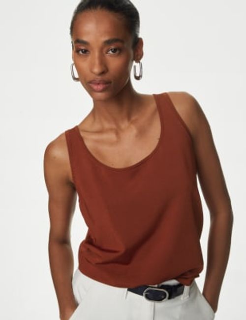 Autograph Women's Scoop Neck Knitted Vest - 6 - Burnt Sienna, Burnt Sienna