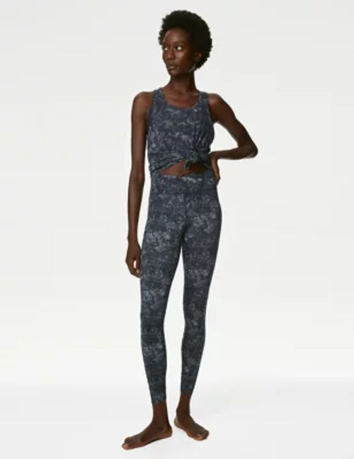 Goodmove Womens Go Balance Printed Wrap Waist Yoga Leggings - 6 - Midnight  Navy, Midnight Navy,Sage Mix, £25.00